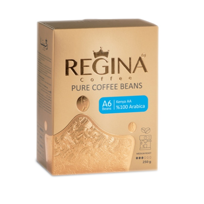 دانه قهوه بوداده 250گرمی مدیوم A6 تک خاستگاه اسپرسو 100٪ عربیکا-کنیا رجینا REGINA