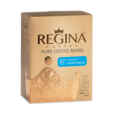 دانه قهوه بوداده 250گرمی مدیوم A7 تک خاستگاه اسپرسو - کلمبیا رجینا REGINA