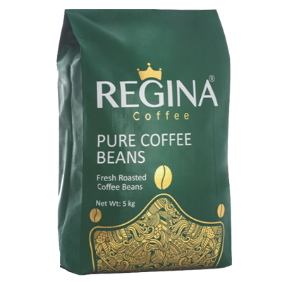 دانه قهوه 20درصد عربیکا مدیوم دارک کیسه 5 کیلویی - رجینا REGINA